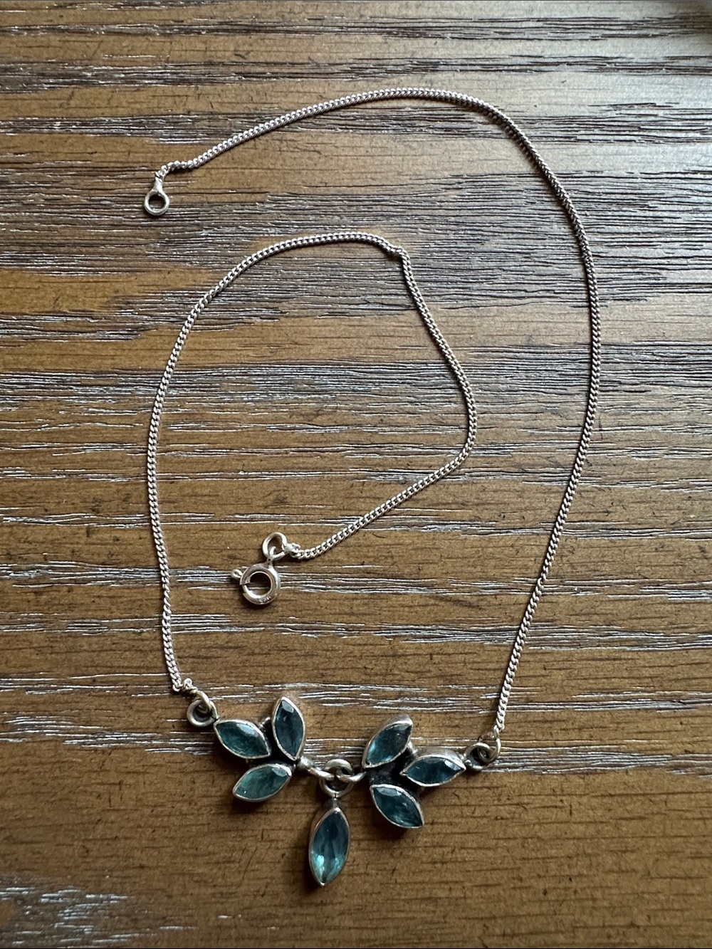 Sterling and Topaz Vintage leaf necklace